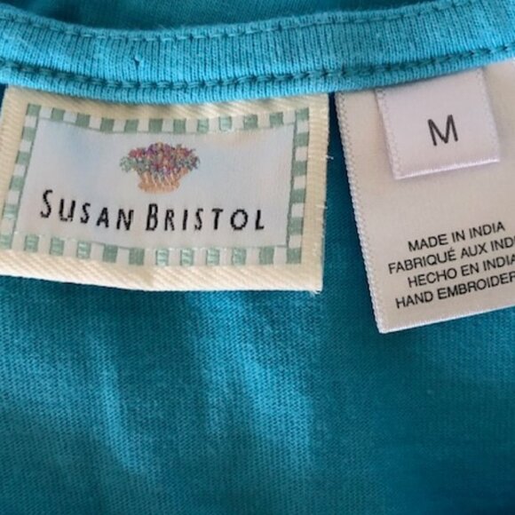 SUSAN BRISTOL Beaded Seahorse Turquoise Sleeveless Maxi Dress Vintage M - Picture 12 of 15